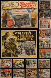 4m058 LOT OF 20 COWBOY WESTERN MEXICAN LOBBY CARDS 1950s-1960s great scenes & border art!