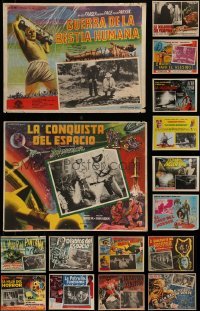 4m061 LOT OF 18 HORROR/SCI-FI MEXICAN LOBBY CARDS 1950s-1970s great movie scenes!