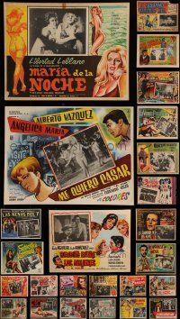 4m046 LOT OF 33 MEXICAN LOBBY CARDS FROM MOSTLY MEXICAN MOVIES 1950s-1960s great movie scenes!