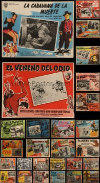4m047 LOT OF 33 COWBOY WESTERN MEXICAN LOBBY CARDS 1950s-1960s great movie scenes!