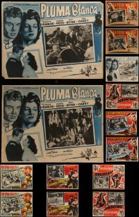 4m066 LOT OF 14 COWBOY WESTERN MEXICAN LOBBY CARDS 1950s-1960s great movie scenes!