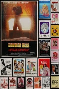 4m135 LOT OF 120 FOLDED SEXPLOITATION ONE-SHEETS 1960s-1980s sexy images with some nudity!