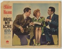 4p047 ARISE MY LOVE LC 1940 Claudette Colbert between Ray Milland & Walter Abel!