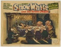 4p794 SNOW WHITE & THE SEVEN DWARFS LC 1937 Walt Disney, sad little guys with sleeping Snow, rare!