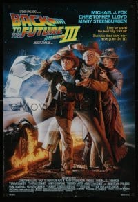 4r618 BACK TO THE FUTURE III DS 1sh 1990 Michael J. Fox, Chris Lloyd, Drew Struzan art!