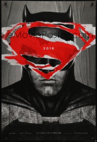 4r629 BATMAN V SUPERMAN teaser DS 1sh 2016 cool close up of Ben Affleck in title role under symbol!