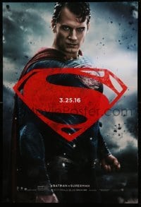 4r633 BATMAN V SUPERMAN teaser DS 1sh 2016 waist-high image of Henry Cavill in title role!