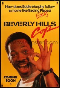 4r638 BEVERLY HILLS COP teaser 1sh 1984 how does Eddie Murphy follow a movie like Trading Places!