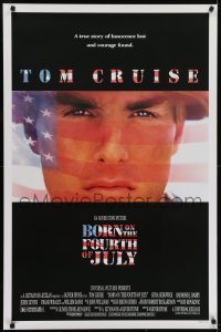 4r647 BORN ON THE FOURTH OF JULY 1sh 1989 Oliver Stone, great patriotic image of Tom Cruise!