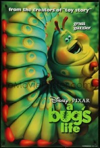 4r657 BUG'S LIFE teaser DS 1sh 1998 Walt Disney, Pixar CG cartoon, giant caterpillar!
