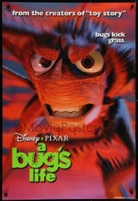 4r656 BUG'S LIFE teaser DS 1sh 1998 Walt Disney Pixar CG cartoon, c/u of grasshopper!
