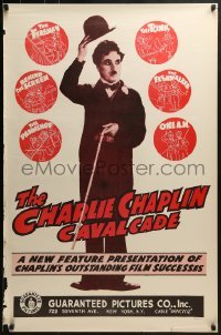 4r663 CHARLIE CHAPLIN CAVALCADE 1sh R1940s The Fireman, Behind the Screen, cool art of Chaplin!