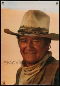 4r595 JOHN WAYNE 27x39 Italian commercial poster 1970s cool close-up smiling cowboy western image!