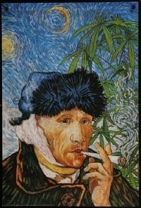 4r333 VINCENT VAN JOINT 24x36 Swiss commercial poster 1994 Madill art of Van Gogh smoking marijuana!