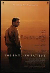 4r704 ENGLISH PATIENT DS 1sh 1997 Ralph Fiennes, in memory, love lives forever, Best Picture Winner!