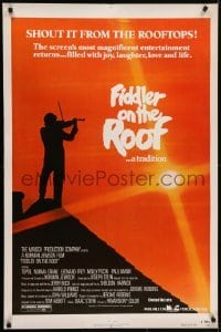4r481 FIDDLER ON THE ROOF heavy stock 27x41 video poster R1979 different silhouette image of Topol & fiddle!