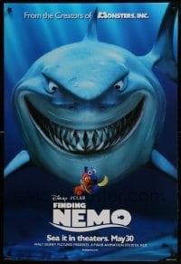 4r714 FINDING NEMO advance DS 1sh 2003 best Disney & Pixar animated fish movie, huge image of Bruce!