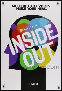 4r757 INSIDE OUT advance DS 1sh 2015 Walt Disney, Pixar, the voices inside your head, profile art!
