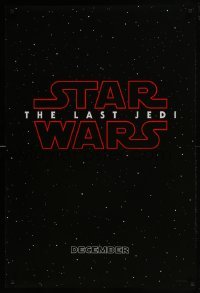 4r793 LAST JEDI teaser DS 1sh 2017 black style, Star Wars, Hamill, classic title treatment in space!