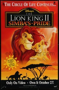 4r489 LION KING II: SIMBA'S PRIDE 26x40 video poster 1998 Matthew Broderick, Moira Kelly