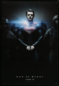 4r818 MAN OF STEEL teaser DS 1sh 2013 Henry Cavill in the title role as Superman handcuffed!