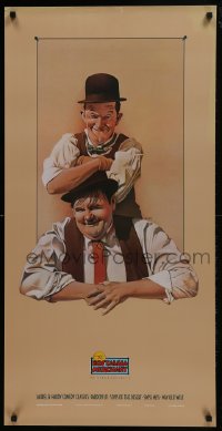 4r496 NOSTALGIA MERCHANT 20x40 video poster 1987 Nelson art of Stan Laurel & Oliver Hardy!