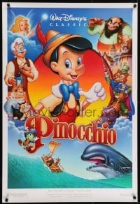 4r864 PINOCCHIO DS 1sh R1992 images from Disney classic fantasy cartoon!