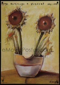 4r154 1990 HOMMAGE A VINCENT Polish 26x37 1990 artist Vincent van Gogh's sunflowers by Stasys!