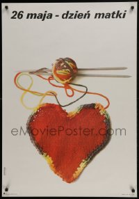 4r162 DZIEN MATKI commercial Polish 26x38 1978 Mother's Day, cool image of heart!