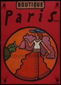 4r149 JAN MLODOZENIEC Polish 16x23 1979 Boutique Paris, art of woman and guy with horns!