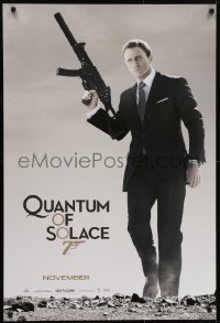 4r877 QUANTUM OF SOLACE teaser 1sh 2008 Daniel Craig as Bond with H&K submachine gun!