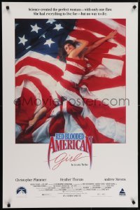 4r503 RED BLOODED AMERICAN GIRL 26x40 video poster 1990 cool image of sexy vampire wrapped in flag!