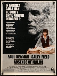 4r335 ABSENCE OF MALICE 18x24 special poster 1981 Paul Newman, Sally Field, Sydney Pollack, cool design!