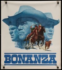 4r459 BONANZA tv poster 1966 James Bama artwork of Lorne Greene, Blocker & Michael Landon!