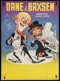 4r023 DANE & BAXSEN INTERNATIONAL MUSICAL CLOWNS 24x34 Danish stage poster 1960 Gaston art!