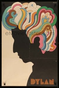 4r231 DYLAN 22x33 music poster 1967 colorful silhouette art of Bob by Milton Glaser!