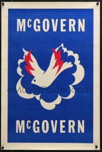 4r037 GEORGE MCGOVERN 17x25 political campaign 1972 great artwork of dove by Frank Mallo!
