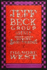 4r239 JEFF BECK GROUP 14x21 music poster 1968 great psychedelic art by Lee Conklin, 1st printing!