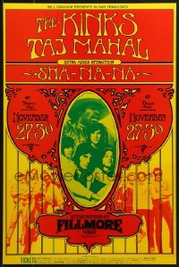 4r247 KINKS/TAJ MAHAL/SHA NA NA 14x21 music poster 1969 Bill Graham presents, Randy Tuten art!