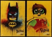 4r525 LEGO BATMAN MOVIE group of 2 mini posters 2017 Batman and Robin spray-painted on legos!