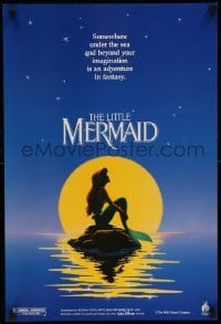 4r367 LITTLE MERMAID 18x26 special 1989 Ariel in moonlight, Disney underwater cartoon!