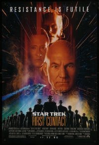 4r937 STAR TREK: FIRST CONTACT advance DS 1sh 1996 Jonathan Frakes, Stewart, Spiner, sexy Borg Krige!