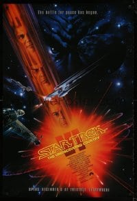 4r933 STAR TREK VI advance 1sh 1991 William Shatner, Leonard Nimoy, art by John Alvin!