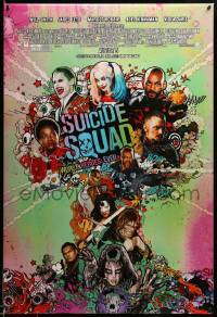 4r945 SUICIDE SQUAD advance DS 1sh 2016 Smith, Leto as the Joker, Robbie, Kinnaman, cool art!