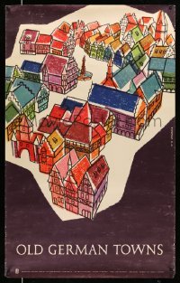 4r128 OLD GERMAN TOWNS 25x40 German travel poster 1950s travel poster, cool artwork by S + H Lammle!