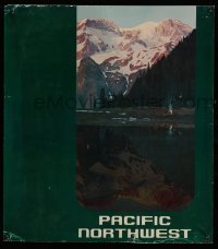 4r108 PACIFIC NORTHWEST 20x23 travel poster 1970s foil-like image of mountain reflected in lake!