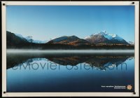 4r132 SWITZERLAND 28x39 Swiss travel poster 2001 cool image of mountains reflected in lake!