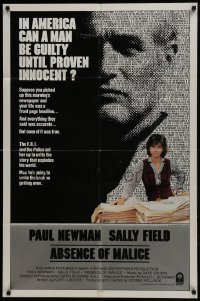 4s074 ABSENCE OF MALICE int'l 1sh 1981 Paul Newman, Sally Field, Sydney Pollack, cool design!