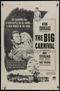 4s219 ACE IN THE HOLE military 1sh R1960s Billy Wilder classic, c/u of Kirk Douglas choking Jan Sterling!