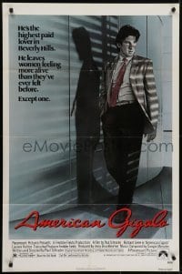 4s232 AMERICAN GIGOLO 1sh 1980 male prostitute Richard Gere is being framed for murder!